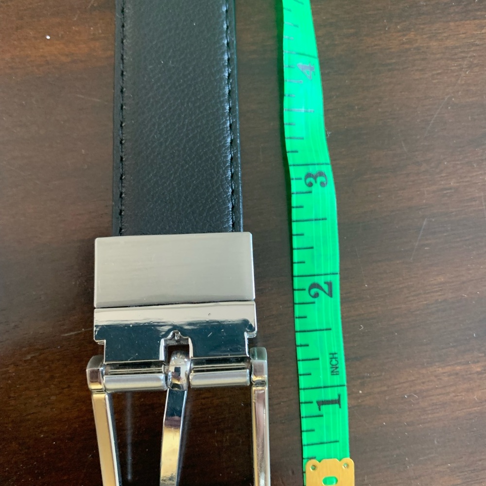 Boys Reversible Black and brown Leather Belt with Silver Buckle